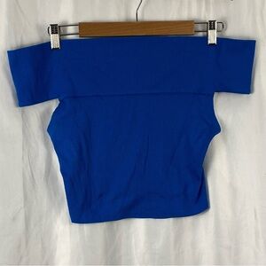 Urban Outfitters Blue Off The Shoulder Cropped Top Size Small